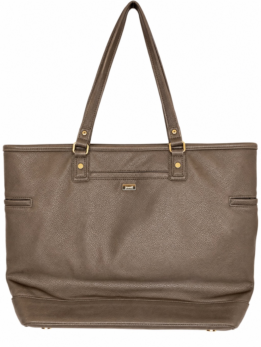 Jewell Structured Taupe Tote Bag with Gold Accents